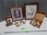 2 Framed prints and some butterfly items