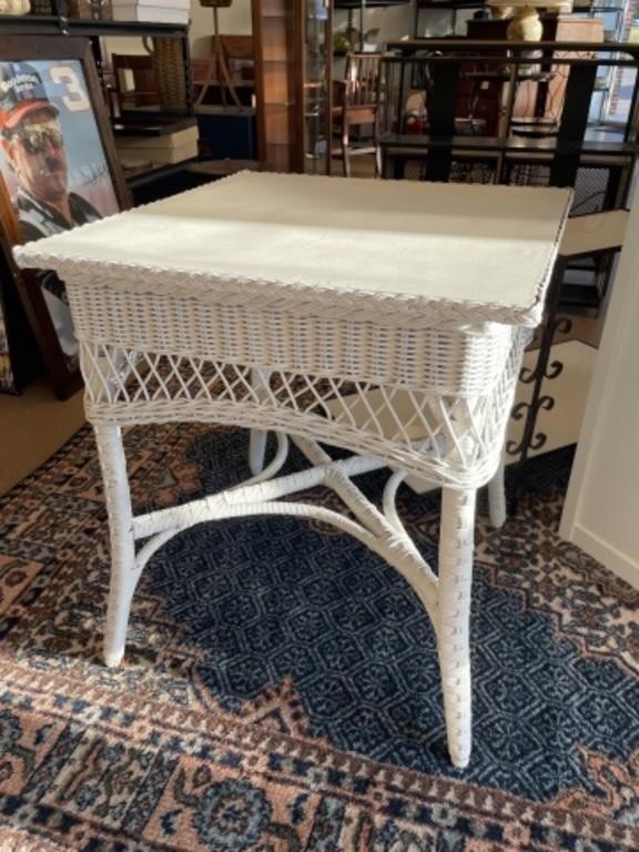 White Wicker Table