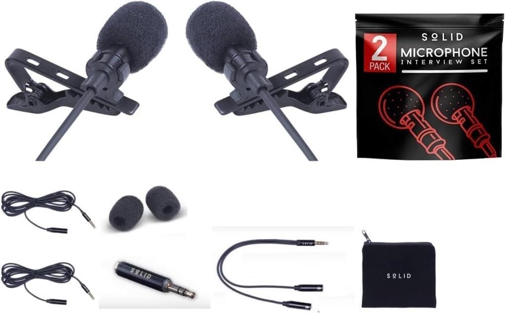 SoLID (TM) Lavalier Lapel Microphone 2 Pack