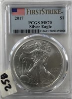 2017 PCGS MS70 American Eagle Silver Dollar