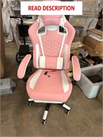 Gaming Chair with Footrest PINK AND WHITE