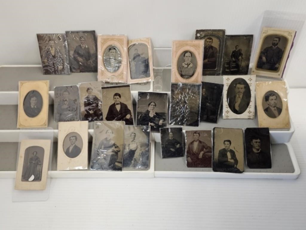 25 TINTYPE PHOTOS - 1.75" X 2.5" TO 2.5" X 3.5"