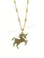 14k Yellow Gold Unicorn Pendant Necklace