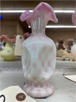 Pink Fenton Vase-Ruffled Edge