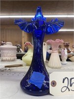Blue Fenton Vase w/Crested Edge