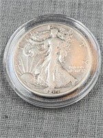 1944-D Walking Liberty Half dollar in hard case,