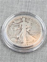 1942 Walking Liberty Half dollar in hard case,