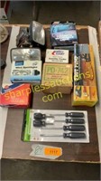 Lights, screwdriver set, foot pump, wire & cable