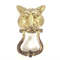 Vintage Brass Wolf Head Door Knocker