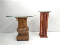 2 Side Tables with Round Glass Tops