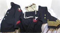 (3) WWII US Navy uniforms including two khaki