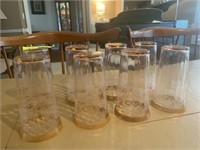 8 Vintage Amber Colored Drinking Glasses