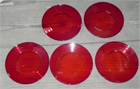 (5) Vintage Ruby Red Glass Salad Plates