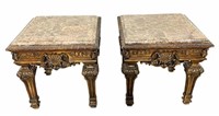 Faux Marble Top Side Tables