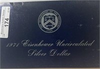 1971 Eisenhower Silver Dollar Blue Envelope