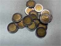 Nineteen 500 lire coins from Italy