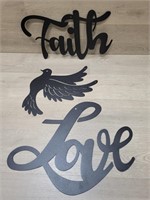 Metal Art "Faith" "Love" & a Dove