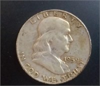 1959D Benjamin Silver Half Dollar
