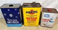 3pcs- vintage anti-freeze & fluid cans
