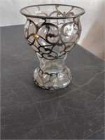 Stamped 565 silver wrapped vase 5.5in