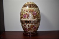 A Large, Satsuma Style Porcelain Egg on Stand