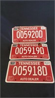 3  Expired Tennessee Dealer Tags