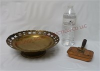 Korean Brass Pedestal Bowl & Small Crumb Catcher