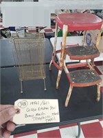 Antique folding Cosco step stool + telephone stand