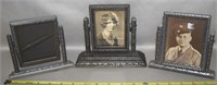 (3) Vtg Silvertone Wood Tilt Picture Frames +