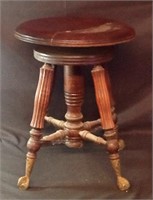 Vintage 19 inch piano stool ball and claw