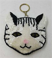 Vintage Beaded Cat Coin Purse L9