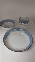 3 Piece Cat Themed Dish Set from Japan L7