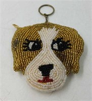 Vintage Beaded  Dog Coin Purse L9