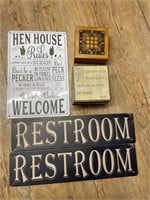 Metal Sign - 2 Restroom Signs - 2 Boxes