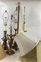 Brass Candle Stick Style Table Lamps, Metal Table