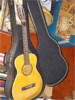 Harmony 6 String acoustic guitar with case B-1170
