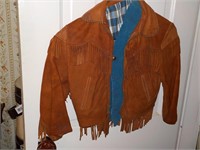 Vintage child's fringed hide jacket with vest