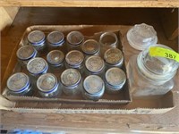 Flat of baby jars and 2 large candy jars (various