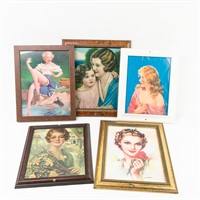 Collection of (5) Assorted Framed Female Portraits