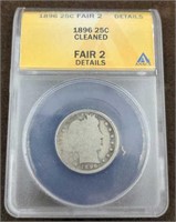 1896 Barber silver Quarter ANACS