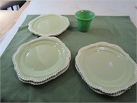 6 Harker Pottery Luncheon Plates mint green, Akro