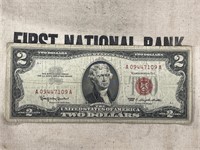 1963 $2 TWO Dollar Note Red Seal Series Bill