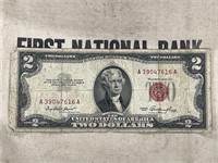 1953 $2 TWO Dollar Note Red Seal Series Bill