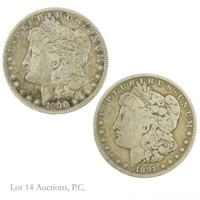 1891o & 1900o Silver Morgan $1 (2)
