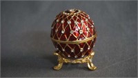 Franklin Mint Faberge Egg Red Jeweled Ring Box