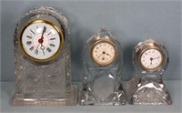 (3) American Brilliant Cut Glass Shelf Clocks