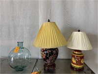 3pc Glass Vase, Orchid Lamp, Red Jar Lamp