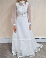 1970's BOHO Sheer Sleeve wedding dress. Color is