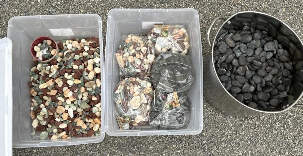 2 Tubs & Stock Pot - Misc Rocks