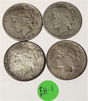 S - LOT OF 4 PEACE SILVER DOLLARS (EH1)
